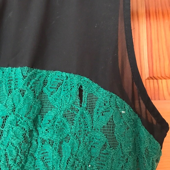 Vintage unique boho emerald green Rewind dress - Picture 3 of 3